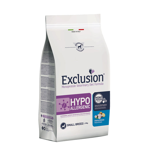 Exclusion diet dog 2kg adult small breed hypoallergenic fish& potato